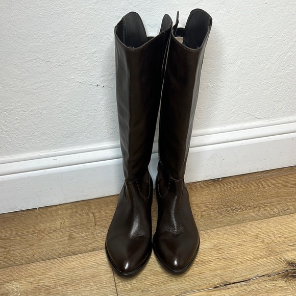 Pierre Darré Dark Brown Leather Riding Boots Size 36/6 - Picture 1 of 9